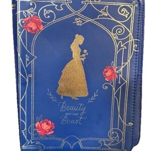 Disney Beauty and the Beast Book Shaped Crossbody. Blue with Belle and Roses
